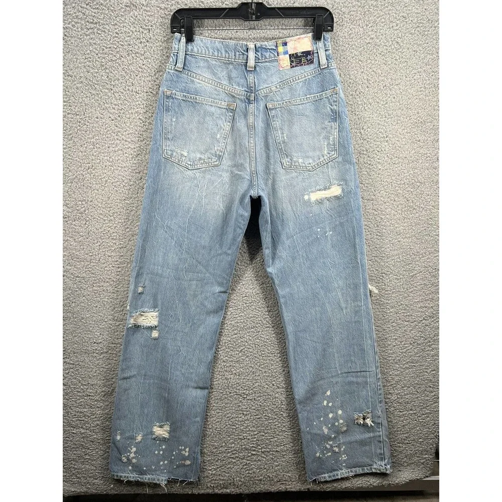 New Free People With The Band Relaxed Jeans LA Blue - Picture 7 of 12